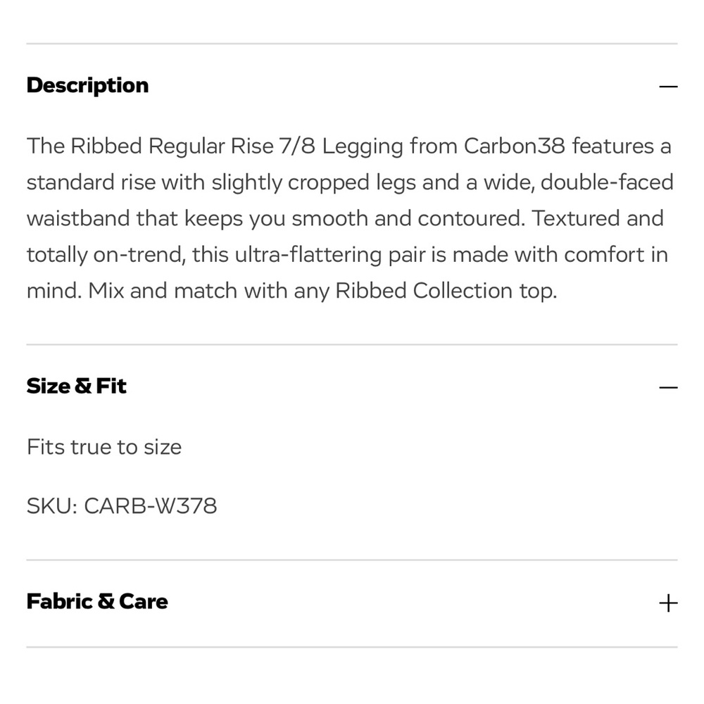 Carbon38 Ribbed Regular Rise 7/8 Legging - Picture 5 of 8